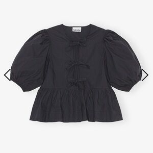 Ganni Cotton Poplin Peplum Tie Blouse - US 6, EU 38 / medium